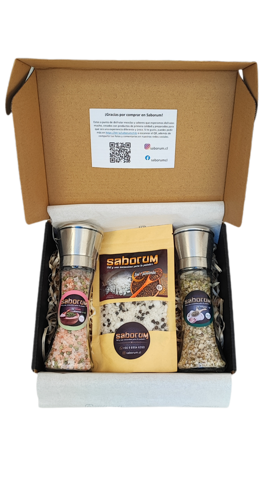 Caja Saborum: 2 molinillos y 1 recarga a elección