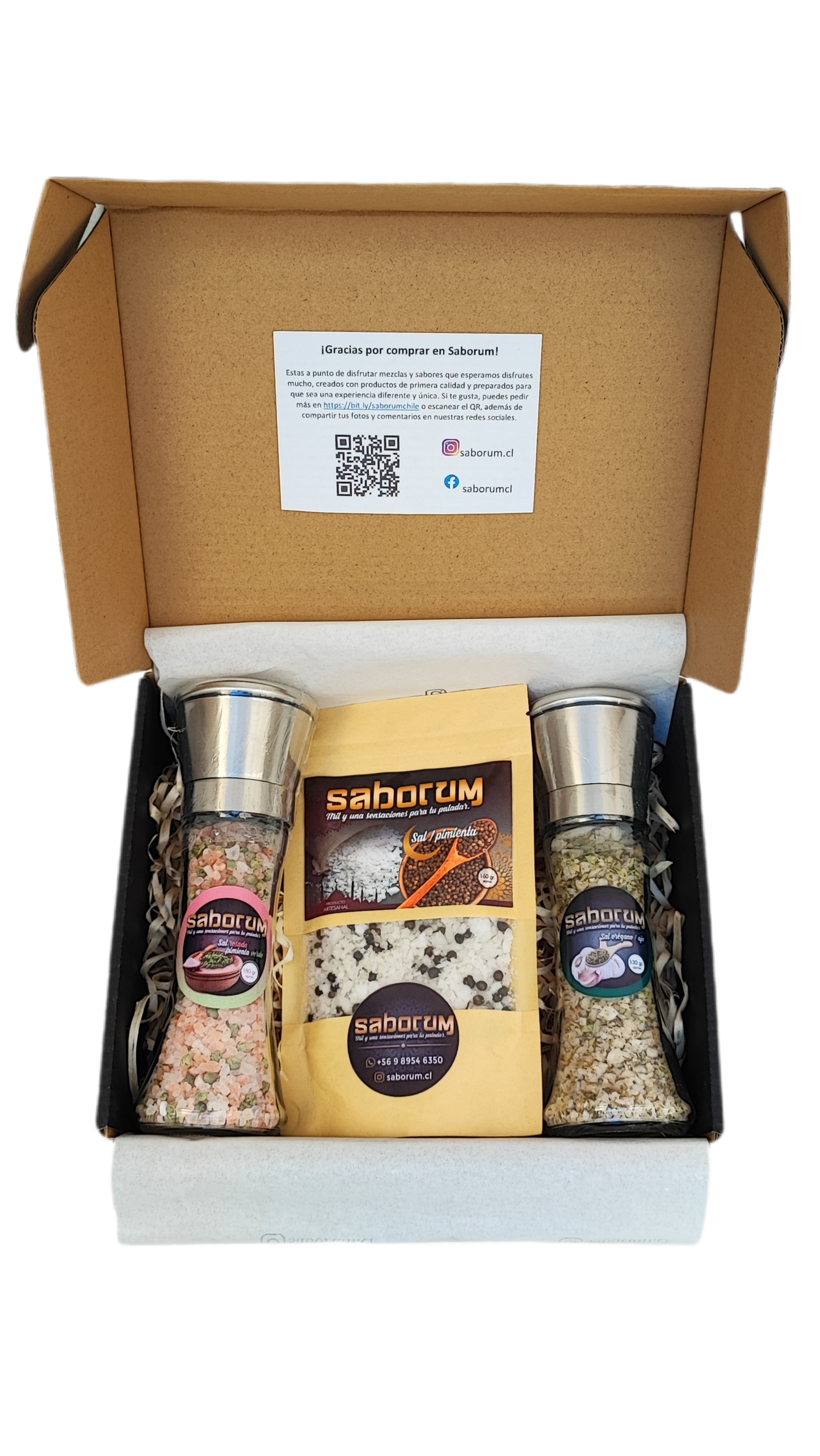 Caja Saborum: 2 molinillos y 1 recarga a elección